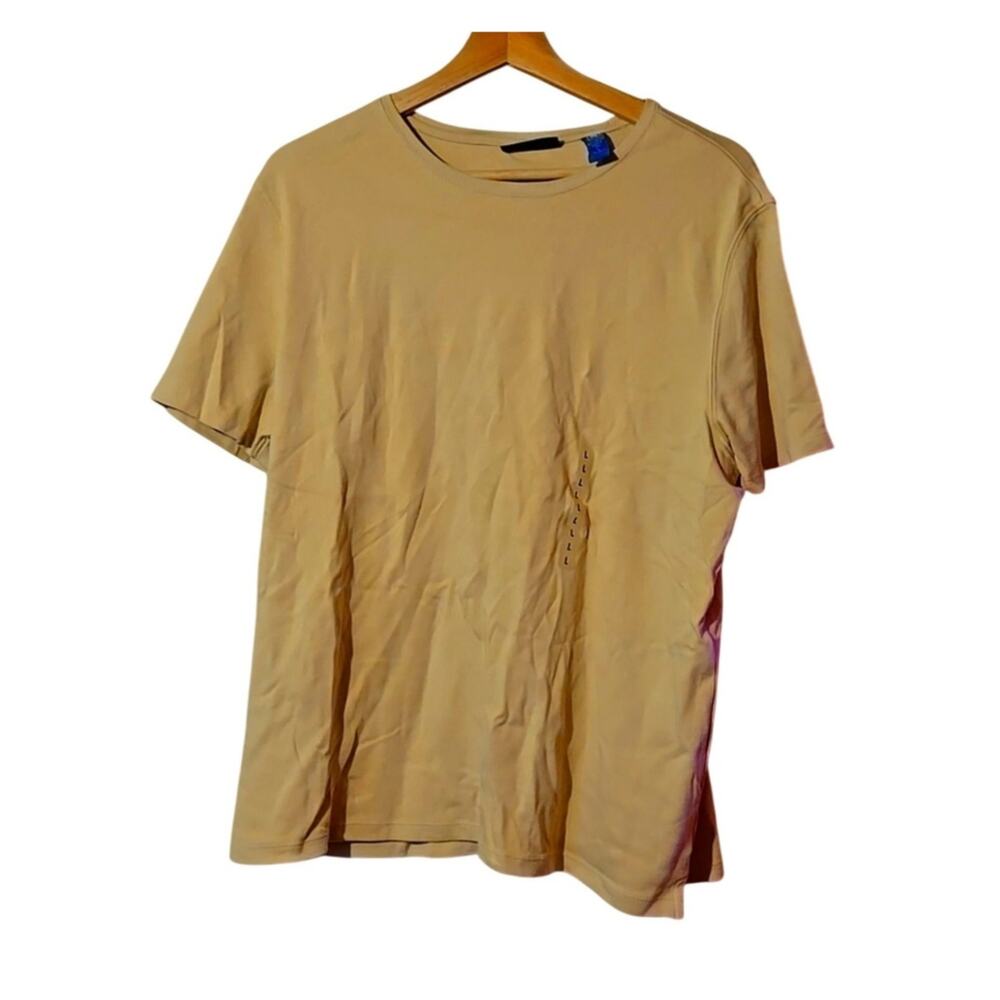 NWT Karen Scott Large Tan/Khaki/Brown 100% Cotton Crew Neck T-Shirt [0120]